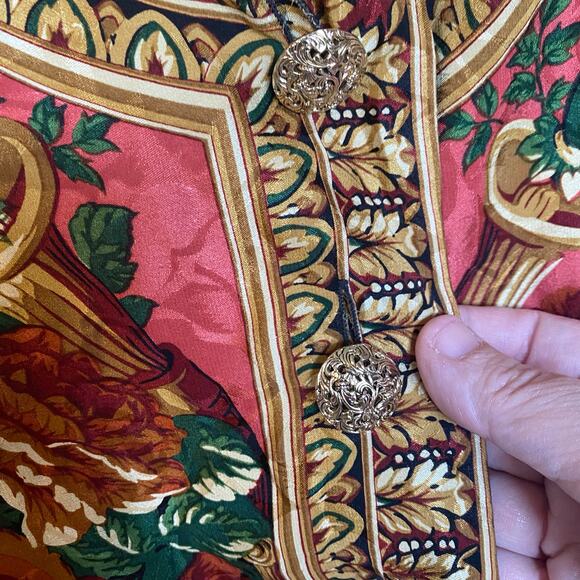 Vintage Jerri Sherman 100% Silk Floral Baroque Tunic Top Blouse 16 plus Boho - Picture 6 of 8